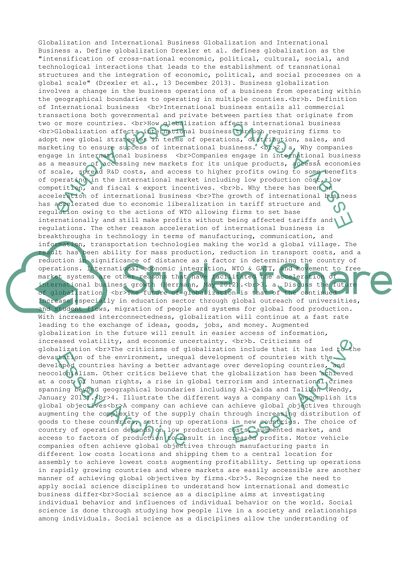 Globalization and International Business