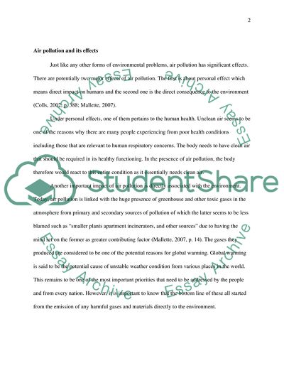 Problems and Control of Air Pollution