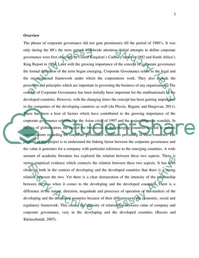 Corporate Governance and Company Valuation in Emerging Market Countries