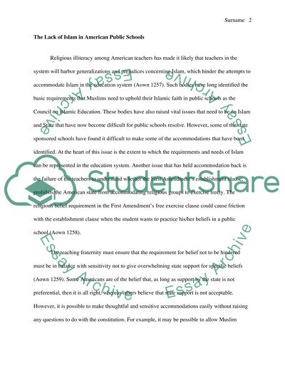 The Lack of Islam in American Public Schools