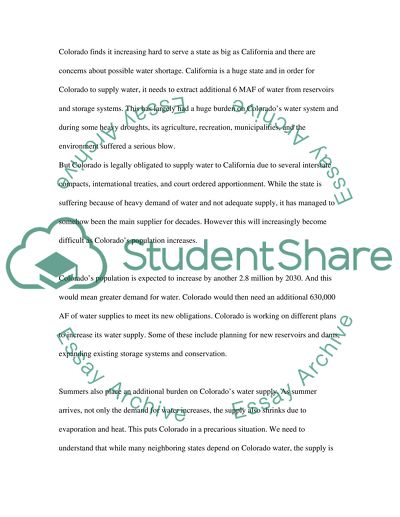 Colorado Water Supply to California