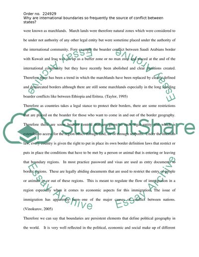 Why are International Boundaries so Frequently the Source of Conflict between States