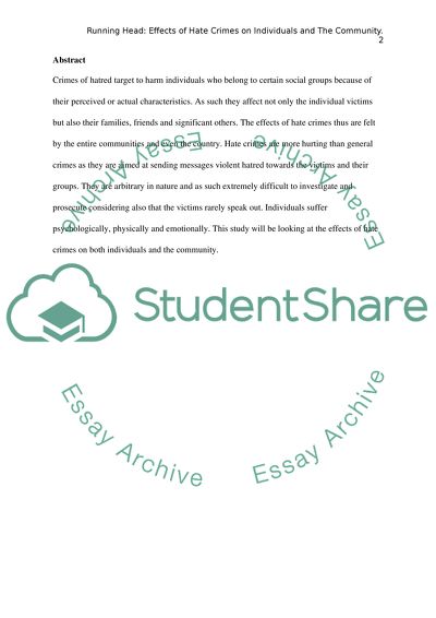 Effects of Hate Crimes on Individuals and the Community