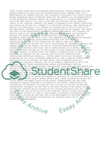 Impact of Globalization on General Motors