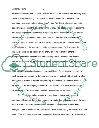 Publius and state of emergency