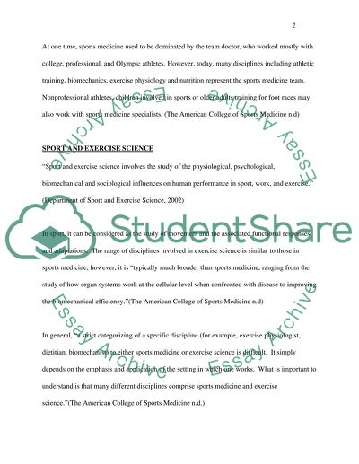 Sport and Exercise Medicine