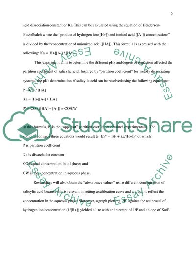 Partition coefficient log p (scientific lab report)