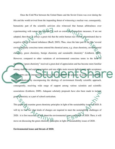 Green Chemistry Principles in 2020