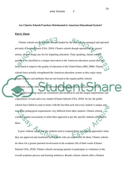 Are charter schools/vouchers detrimental to the American educational system