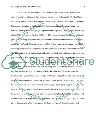 The Role of Race to the Caribbean Peoples Sense of Identity