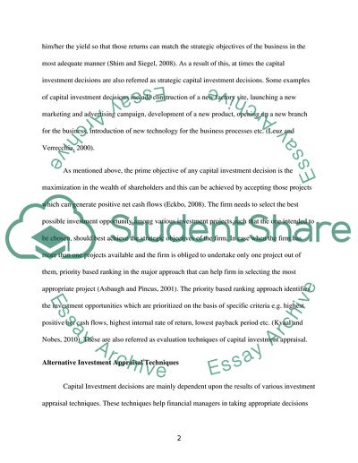 Capital Investment Decision Making
