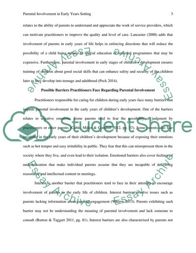 Parental Involvement in Early Years Setting