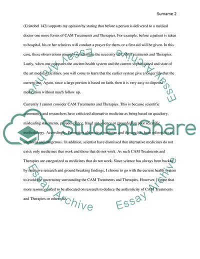 Complementary and Alternative Medicine Treatments and Therapies