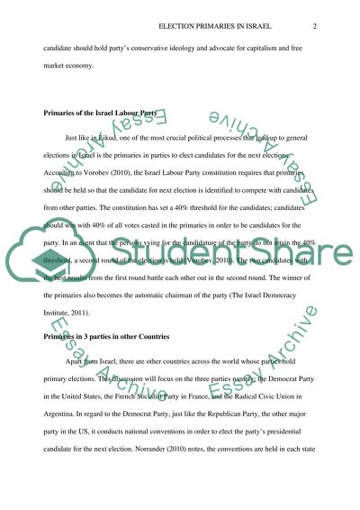 Election Primaries in Israel