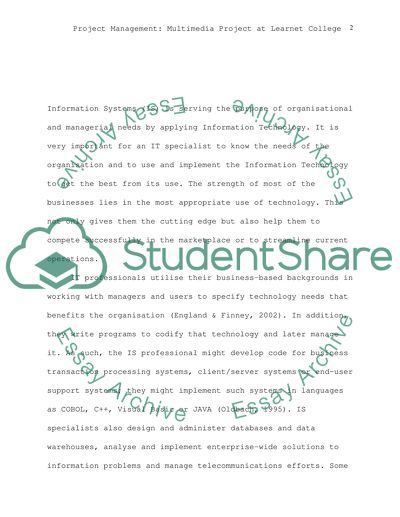 Multimedia Project Management