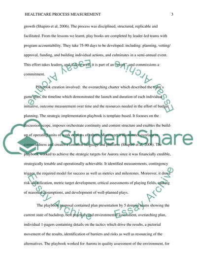 Healthcare Process Measurement