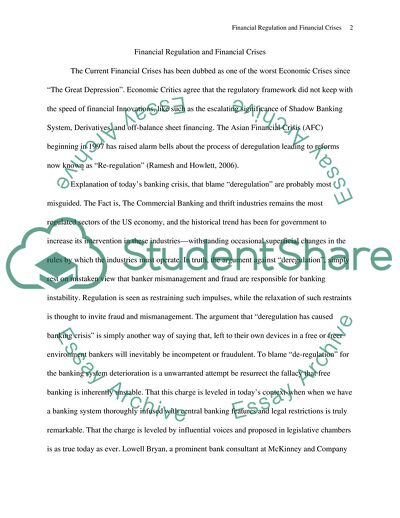 Financial Regulation and Financial Crises