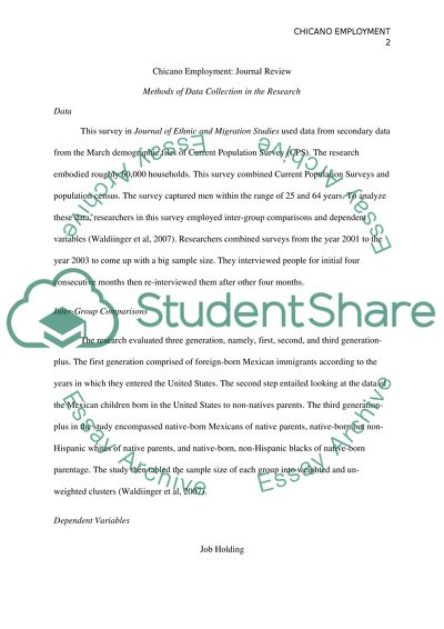 Chicano Employment: Journal Review