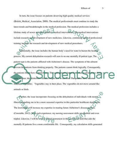 Effects of Dehydration in Older People with Mental Health Needs