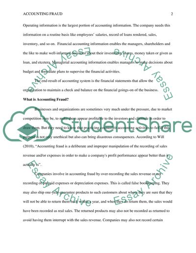 Accounting Fraud in an Organization