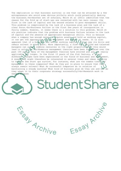 The Relationship between Management and Strategic Practices and Successful Start-up Businesses