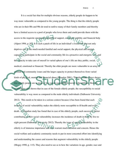 Vulnerability in Elderly