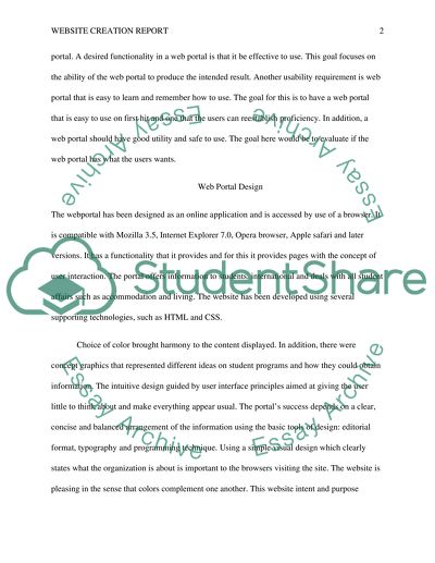 Website portal creation report