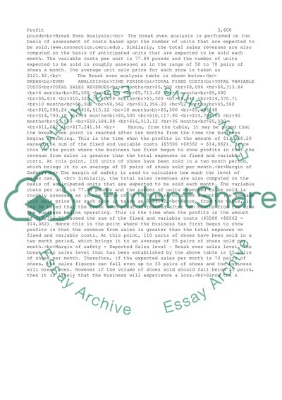 Costing a Shoe Selling Business