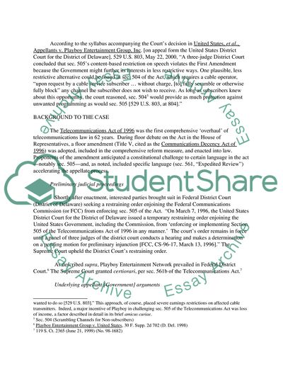 US Supreme Court Case: U.S. vs. Playboy Entertainment Group