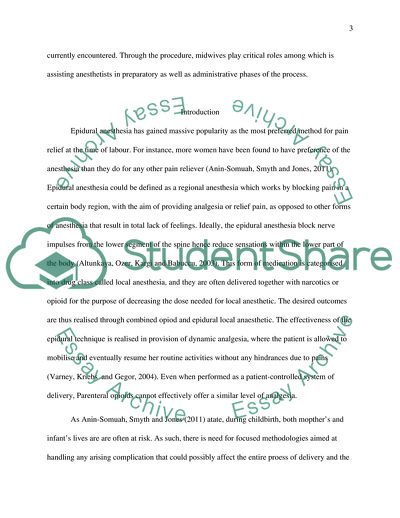 Role of Midwives in Administration of Epidural Anesthesia