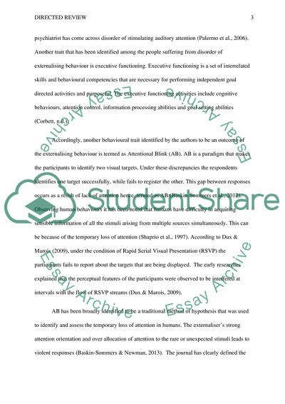 Directed Review: Cognitive Behavioural Approach of AB