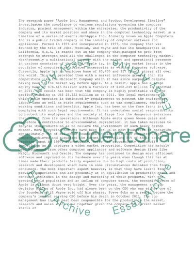 Apple Inc. Management and Product Development Timeline