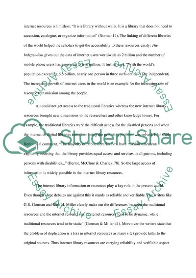 Reliability and Virifiable Nature Between Traditional Library Resources and Internet Ones