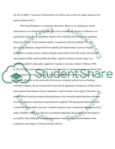 UK Government Policies in Response to the Emerging Financial Crisis in 2008
