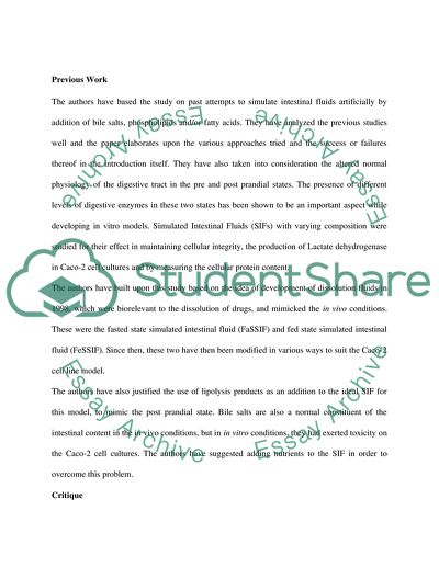 Development of Simulated Intestinal Fluids