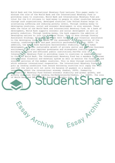 World Bank and the International Monetary Fund