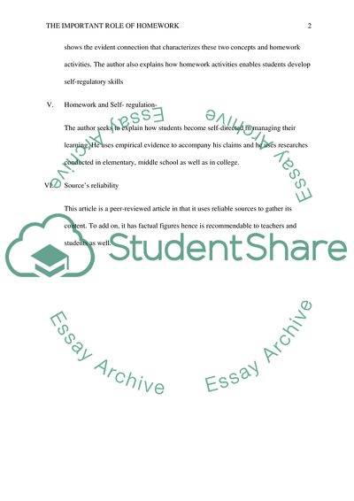 The Important Role of Homework