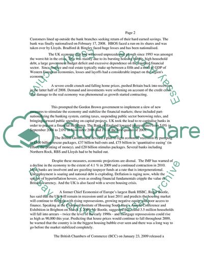 Impact of Financial Crisis on UK Economy