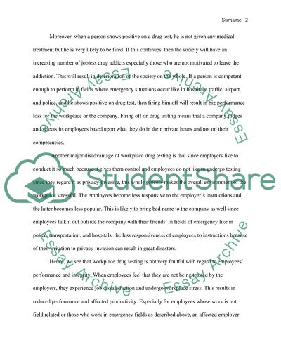 Drug Testing in The Workplace