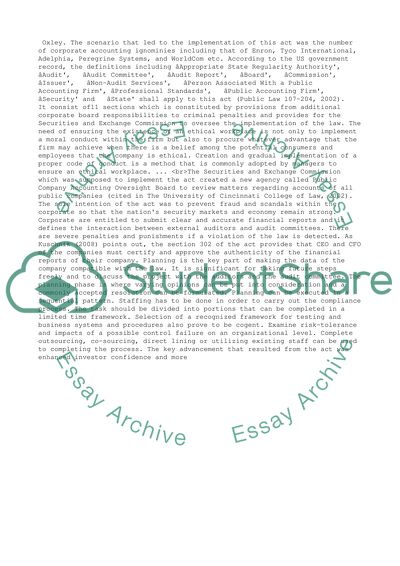 Sarbanes-Oxley Research