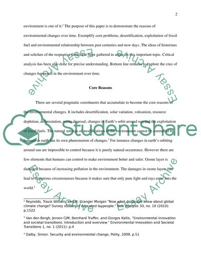 Historical Reasons of Environmental Change