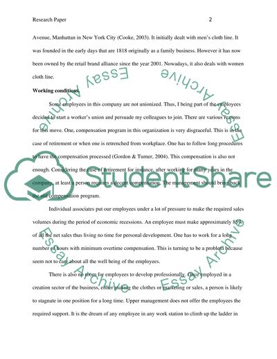 Working conditions in Brooks Brothers