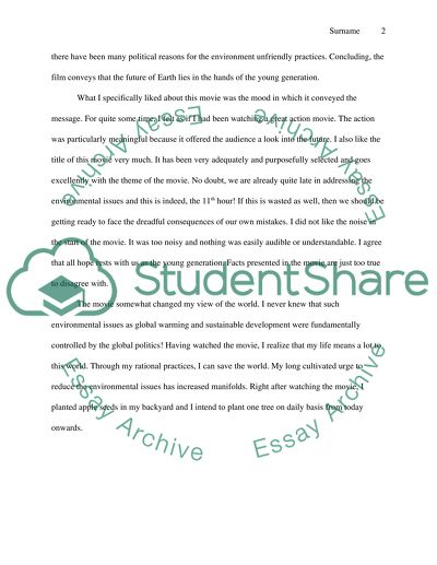 Analysis of the Film The 11th Hour