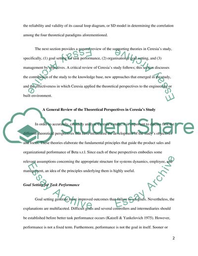 Ceresias Model of Goal Dynamics in Technology-Based Organisations