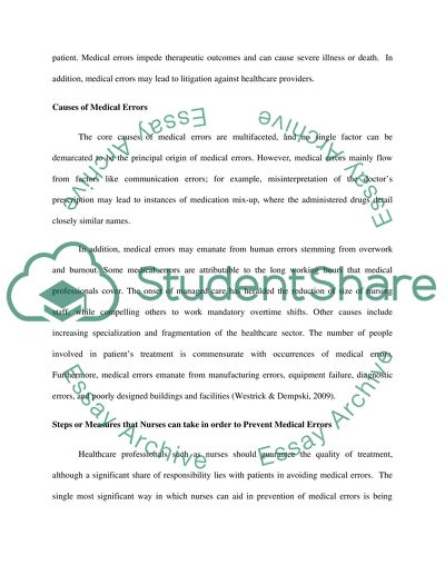 The Nurse Responsability in the Prevention of Medical Errors