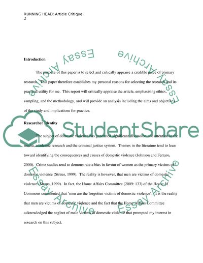 Womens Violence to Men in Intimate Relationships