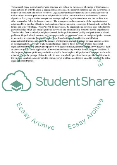 Organisational Structure and Culture