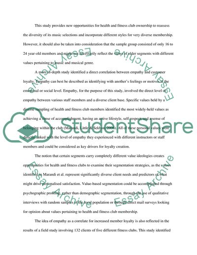 The Drivers for Customer Loyalty among Health and Fitness Clubs