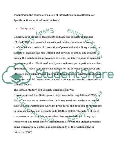 Legal Framework for Private Military and Security Companies