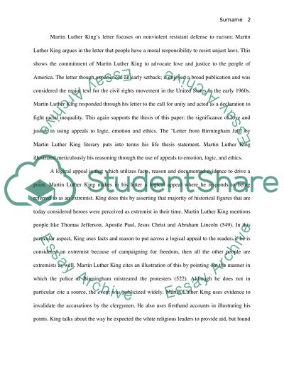 Interpretation of Martin Luther Kings Letter from Jail